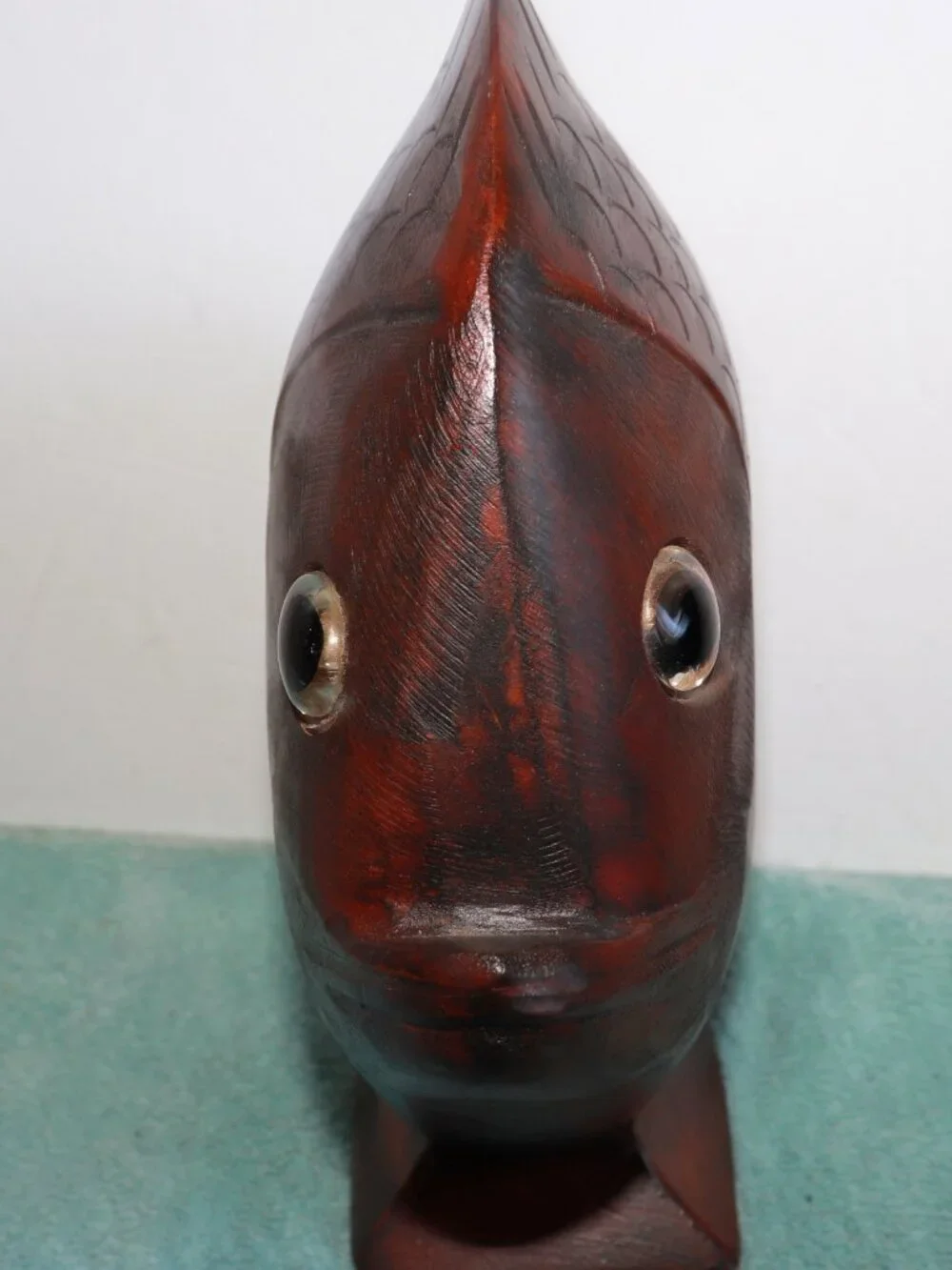 Vintage Hand Carved Wooden Fish Sculpture